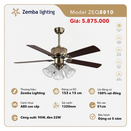 Quạt trần đèn trang trí Zemba Lighting